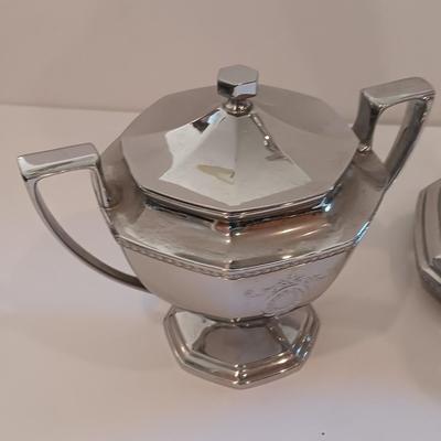 Antique L.F. & C. Art Deco Universal electric percolator /brew coffee pot with matching cream & sugar