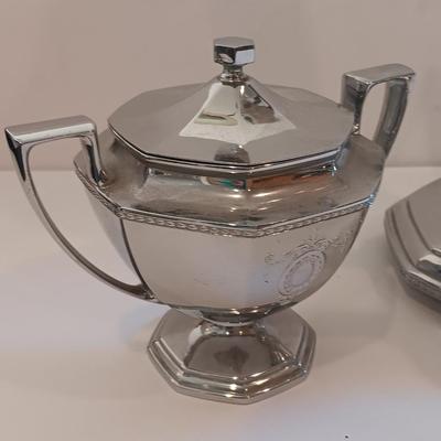 Antique L.F. & C. Art Deco Universal electric percolator /brew coffee pot with matching cream & sugar