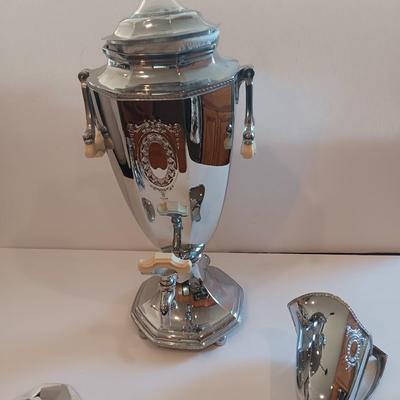 Antique L.F. & C. Art Deco Universal electric percolator /brew coffee pot with matching cream & sugar