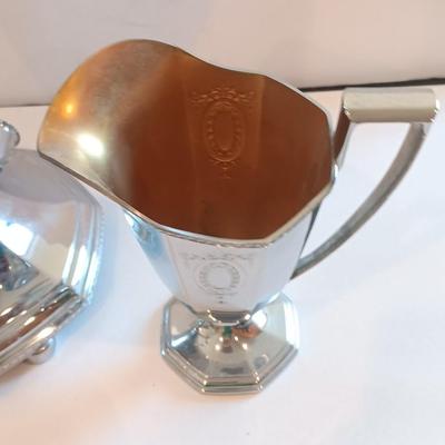 Antique L.F. & C. Art Deco Universal electric percolator /brew coffee pot with matching cream & sugar