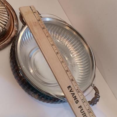 Antique Leonard Silverplate lidded dish with glass insert casserole dishes