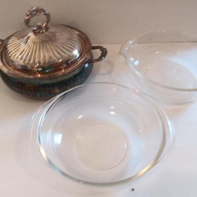 Antique Leonard Silverplate lidded dish with glass insert casserole dishes