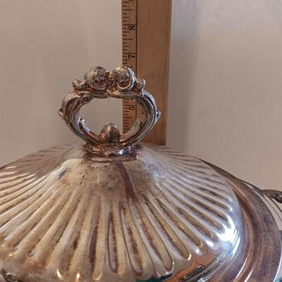 Antique Leonard Silverplate lidded dish with glass insert casserole dishes