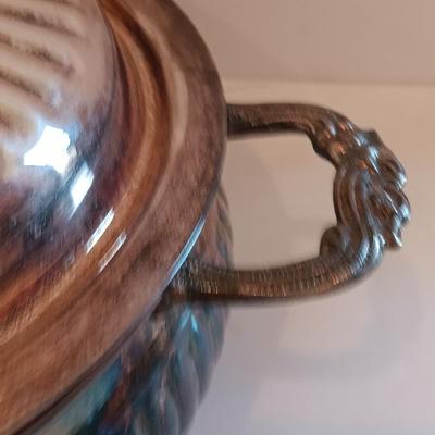 Antique Leonard Silverplate lidded dish with glass insert casserole dishes