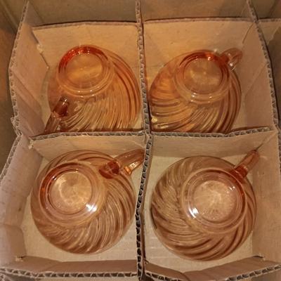 Vintage Rosaline dinnerware 16-piece Hostess set pink swirl Arcoroc made in France - PINK DEPRESSION GLASS New in package