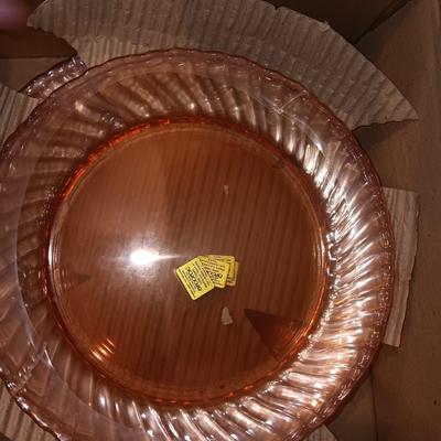 Vintage Rosaline dinnerware 16-piece Hostess set pink swirl Arcoroc made in France - PINK DEPRESSION GLASS New in package