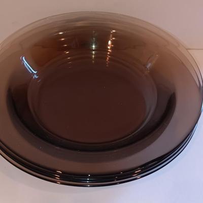 Vintage smoke glass VERECO France dinnerware set - complete setting for 4