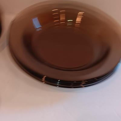 Vintage smoke glass VERECO France dinnerware set - complete setting for 4