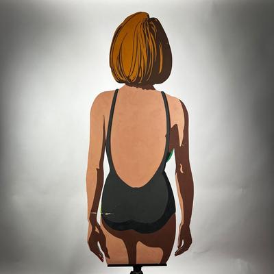 735 Painted Wood Cutout Girl in Bathing Suit