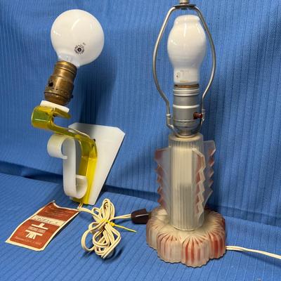 Lot of 2 Vintage Lamps - Desk and Wall