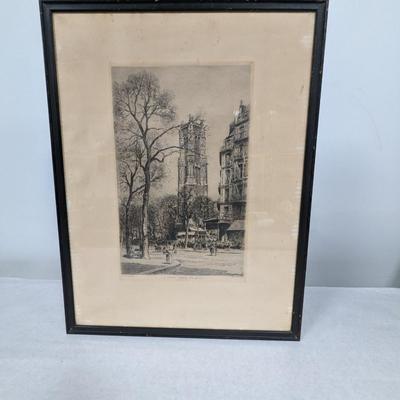 LA Tour Saint - Jacques Eau Forte Original Art