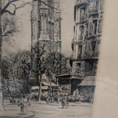 LA Tour Saint - Jacques Eau Forte Original Art