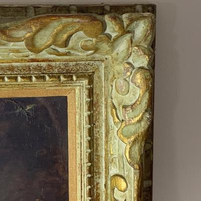 Antique Art Oil On Board Gold Guilt Frame