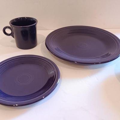 Fun Purple Homer Laughlin Fiesta dinnerware set Made in USA