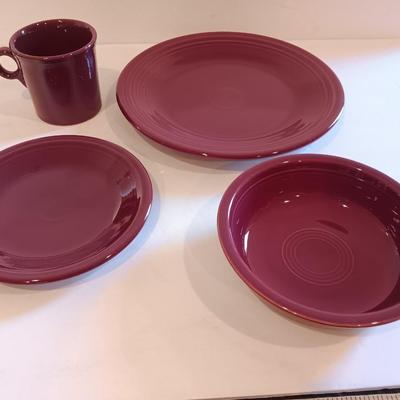 Fun Claret Homer Laughlin Fiesta dinnerware set Made in USA