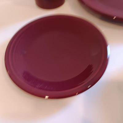 Fun Claret Homer Laughlin Fiesta dinnerware set Made in USA