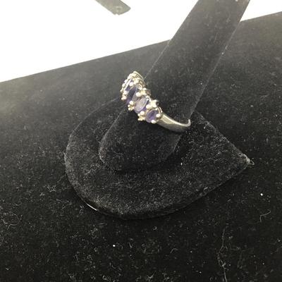 Large Beautiful 925 Silver Ring With Stones