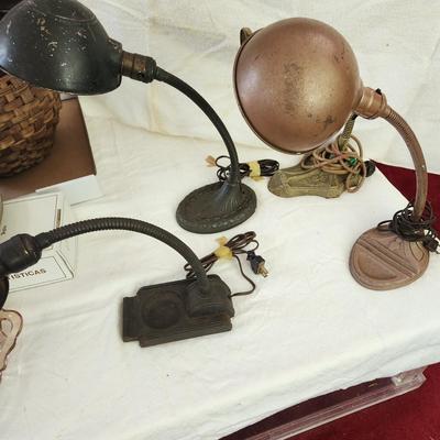 Lot of 4 Vintage Gooseneck Desk Lamps Art Deco S. Robert Schwartz & Bro