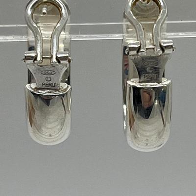 LOT 333: Peruvian Silver Hoop Earrings - 5.84 grams- 950 Peru