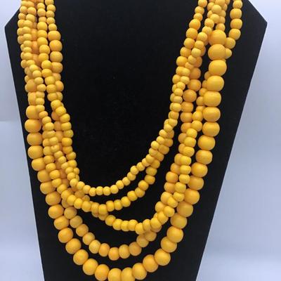 Rustic Layered Canary Buffalo Bone Beads with Horn Toggles