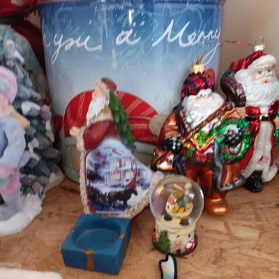 Large assortment of Christmas - Resin Santa and deer - ceramic Santa with elves - and more