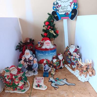 Large assortment of Christmas - Resin Santa and deer - ceramic Santa with elves - and more