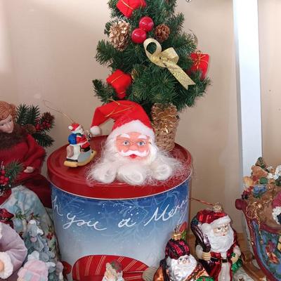 Large assortment of Christmas - Resin Santa and deer - ceramic Santa with elves - and more