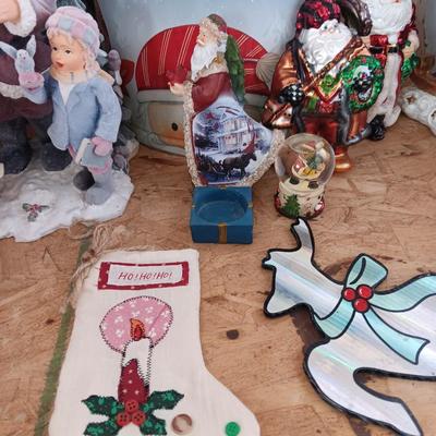 Large assortment of Christmas - Resin Santa and deer - ceramic Santa with elves - and more