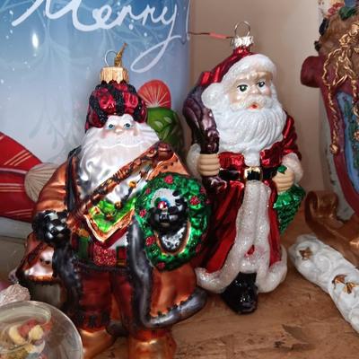 Large assortment of Christmas - Resin Santa and deer - ceramic Santa with elves - and more