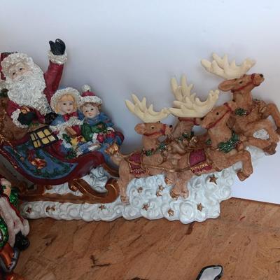 Large assortment of Christmas - Resin Santa and deer - ceramic Santa with elves - and more