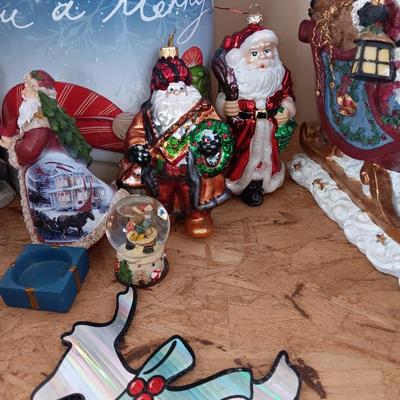 Large assortment of Christmas - Resin Santa and deer - ceramic Santa with elves - and more