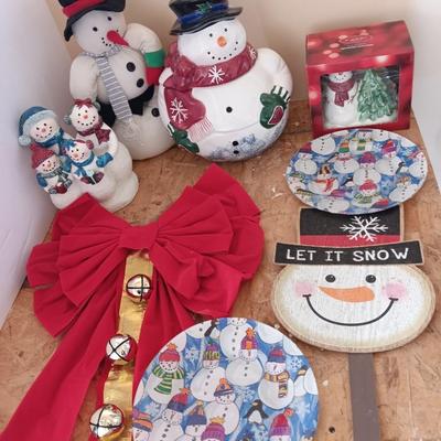 Snowman Christmas decorations - cookie jar - resin snowmen - plates and more