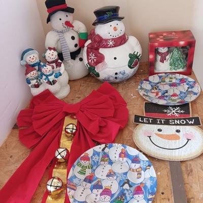 Snowman Christmas decorations - cookie jar - resin snowmen - plates and more