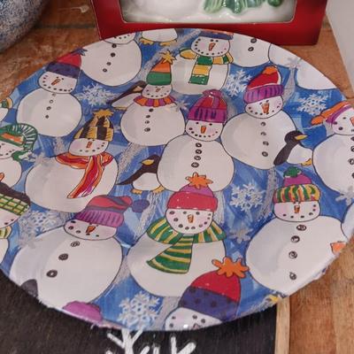 Snowman Christmas decorations - cookie jar - resin snowmen - plates and more