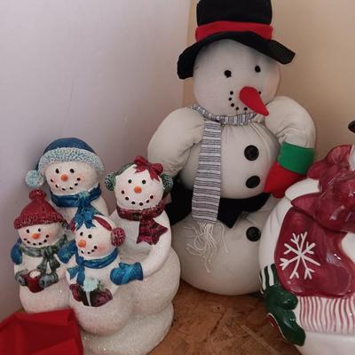 Snowman Christmas decorations - cookie jar - resin snowmen - plates and more