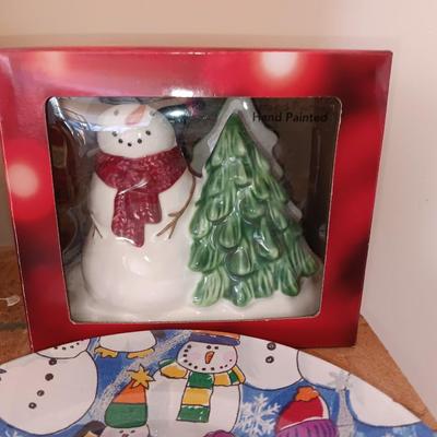 Snowman Christmas decorations - cookie jar - resin snowmen - plates and more