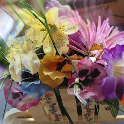 Easter figures and Faux flower bouquets - precious moments figure -