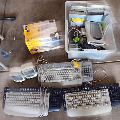 Assortment of computer keyboards and drives and other Computer accessories