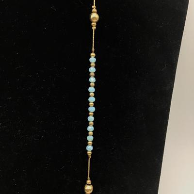 14 K Plated Mex Blue Glass Type Gold Tone Beads