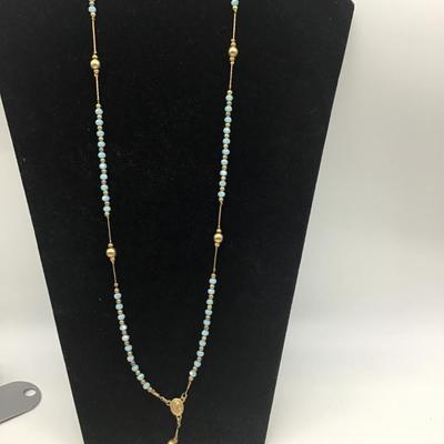 14 K Plated Mex Blue Glass Type Gold Tone Beads