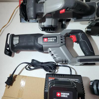 Porter Cable Cordless Tool lot w 2 Batteries & Charger w Bag