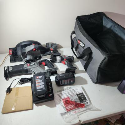 Porter Cable Cordless Tool lot w 2 Batteries & Charger w Bag