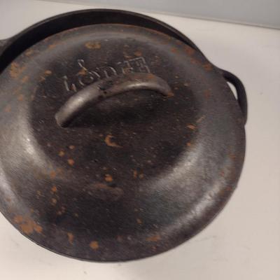 Lodge Covered Cast Iron Pot- Approx 8 1/4" in Diameter, 3" Deep