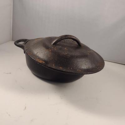 Lodge Covered Cast Iron Pot- Approx 8 1/4" in Diameter, 3" Deep