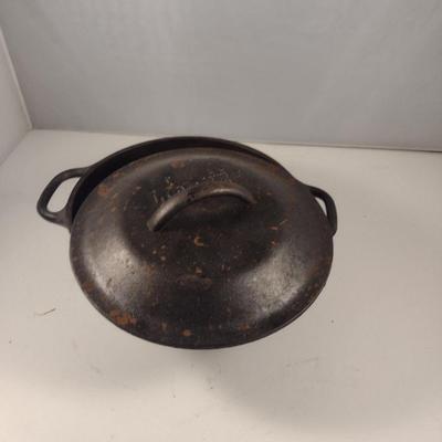 Lodge Covered Cast Iron Pot- Approx 8 1/4" in Diameter, 3" Deep