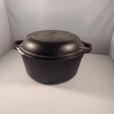 Lodge Cast Iron Covered Dutch Oven- Approx 10 1/4" in Diameter, 4 1/2" Deep