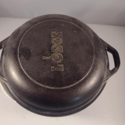 Lodge Cast Iron Covered Dutch Oven- Approx 10 1/4" in Diameter, 4 1/2" Deep