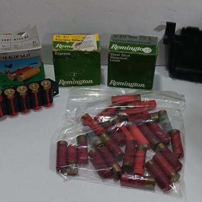 12 Guage ammunition - several boxes partially full and a zip lock bag with cartridges