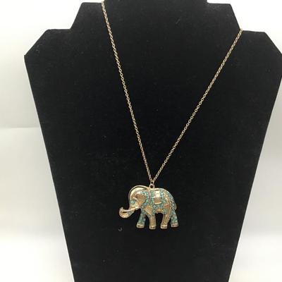Silver toned, elephant Long necklace