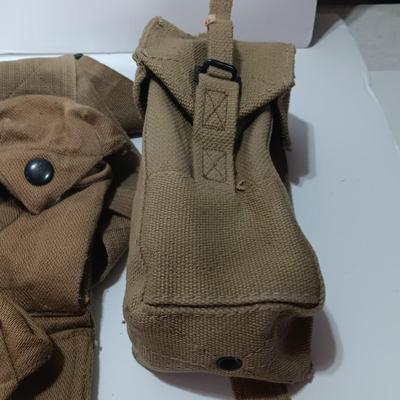 Three military issued canvas ammunition pouches / bags marked 1974 & 1972